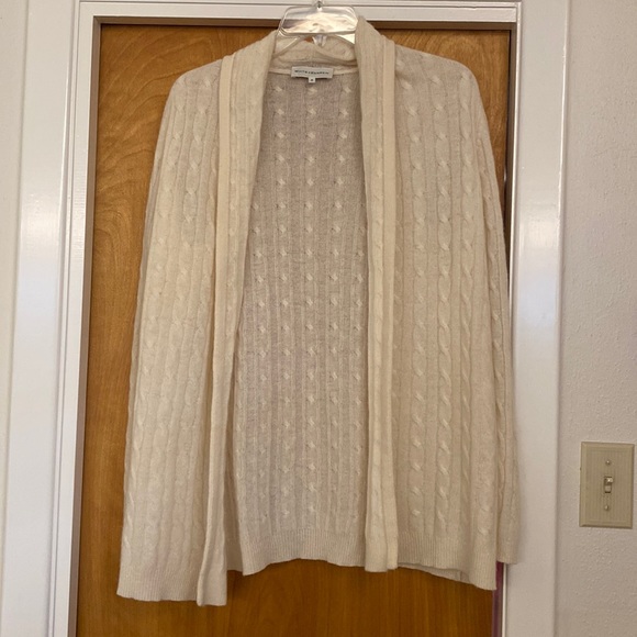 White + Warren Sweaters - White+Warren Cashmere Cream Cableknit Cardigan medium cream